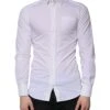 Dolce & Gabbana White Cotton Long Sleeve GOLD Dress Men Men's Shirt (Pre-Owned) -Lux Lair Store 4822519