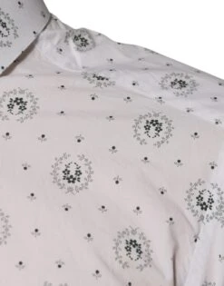 Dolce & Gabbana White Printed Cotton Slim Fit Men Dress Men's Shirt (Pre-Owned) -Lux Lair Store 4822597