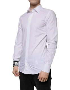 Dolce & Gabbana White Cotton Slim Fit GOLD Men Dress Men's Shirt (Pre-Owned) 8 Dolce & Gabbana White Cotton Slim Fit GOLD Men Dress Men's Shirt (Pre-Owned) -Lux Lair Store 4822611