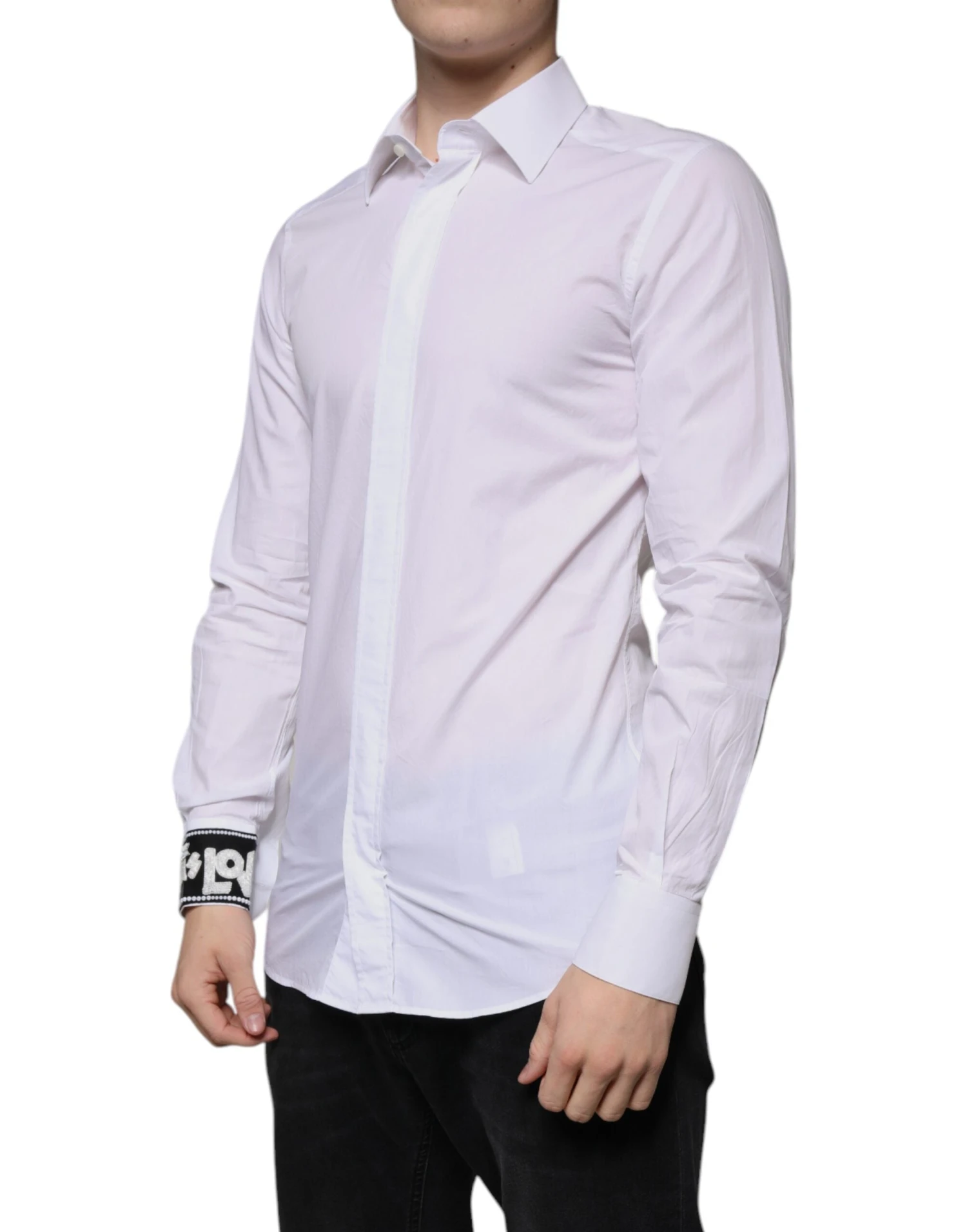 Dolce & Gabbana White Cotton Slim Fit GOLD Men Dress Men's Shirt (Pre-Owned) 4 Dolce & Gabbana White Cotton Slim Fit GOLD Men Dress Men's Shirt (Pre-Owned) - Image 2