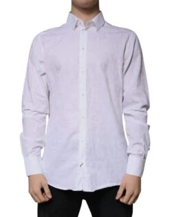 Dolce & Gabbana White Cotton Slim Fit Men MARTINI Dress Men's Shirt (Pre-Owned)