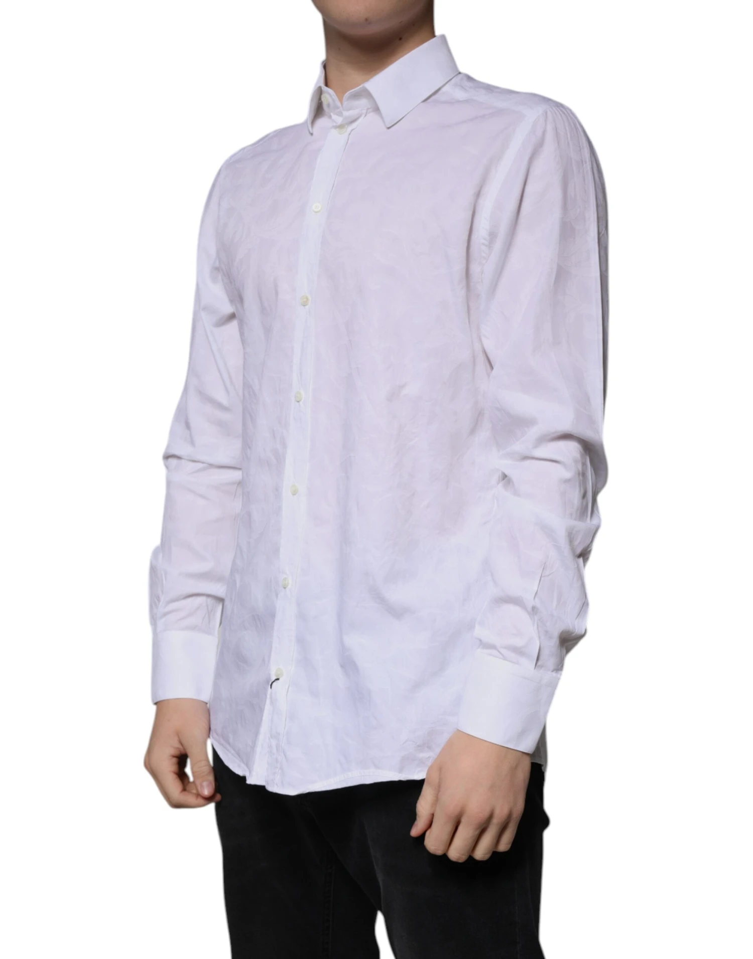 Dolce & Gabbana White Cotton Slim Fit Men MARTINI Dress Men's Shirt (Pre-Owned) 4 Dolce & Gabbana White Cotton Slim Fit Men MARTINI Dress Men's Shirt (Pre-Owned) - Image 2