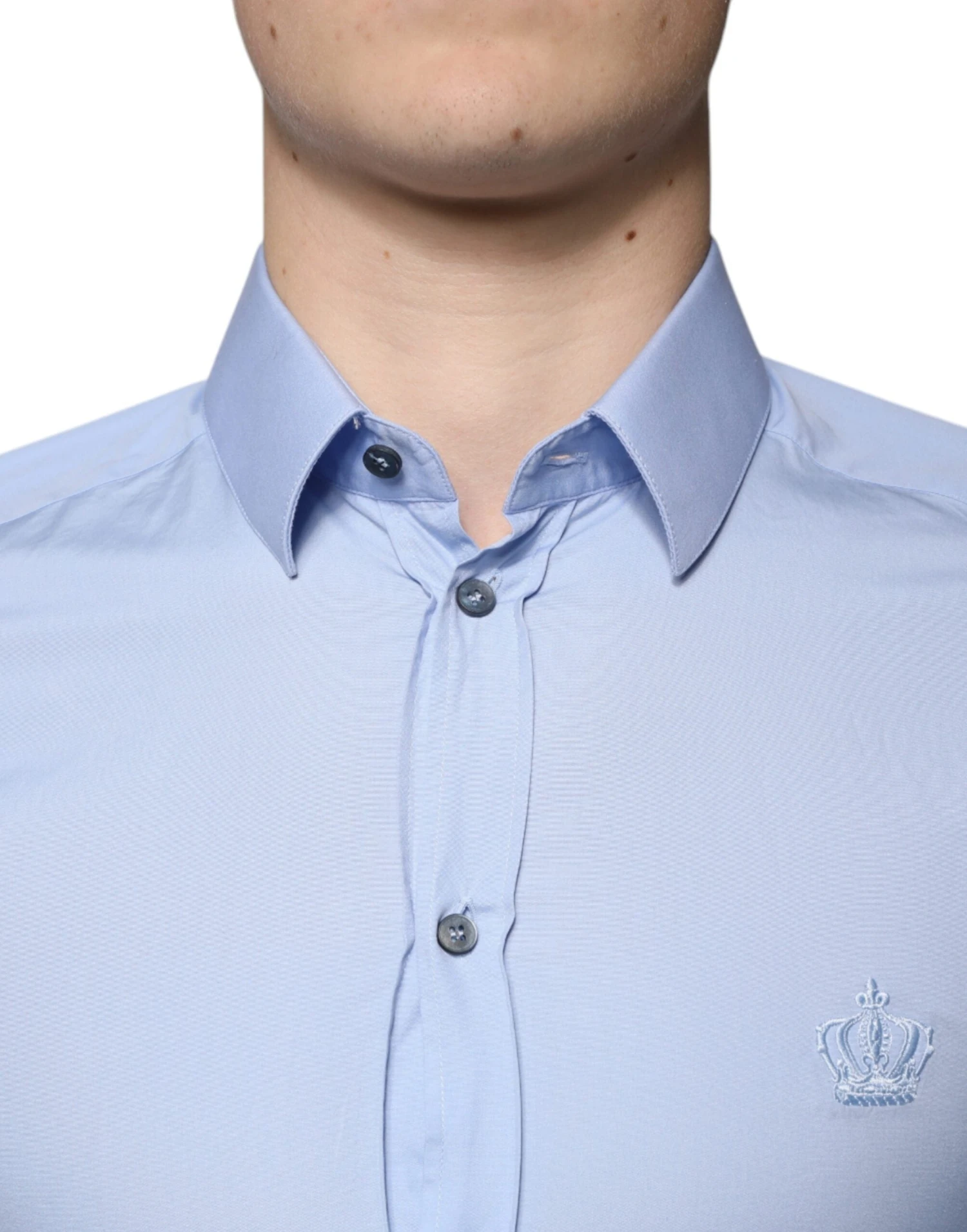 Dolce & Gabbana Light Blue Cotton Slim Fit GOLD Dress Men's Shirt (Pre-Owned) 6 Dolce & Gabbana Light Blue Cotton Slim Fit GOLD Dress Men's Shirt (Pre-Owned) - Image 4