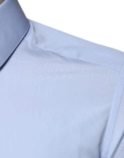 Dolce & Gabbana Light Blue Cotton Slim Fit GOLD Dress Men's Shirt (Pre-Owned) 11 Dolce & Gabbana Light Blue Cotton Slim Fit GOLD Dress Men's Shirt (Pre-Owned) -Lux Lair Store 4822708