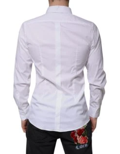 Dolce & Gabbana White Cotton Long Sleeve GOLD Dress Men's Shirt (Pre-Owned) -Lux Lair Store 4822819
