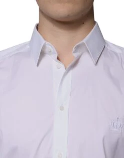 Dolce & Gabbana White Cotton Long Sleeve GOLD Dress Men's Shirt (Pre-Owned) -Lux Lair Store 4822820