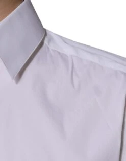 Dolce & Gabbana White Cotton Long Sleeve GOLD Dress Men's Shirt (Pre-Owned) -Lux Lair Store 4822821