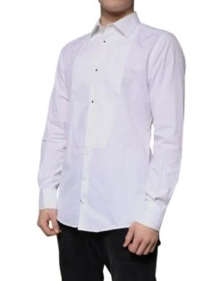 Dolce & Gabbana White Bib Cotton Poplin GOLD Men Formal Men's Shirt (Pre-Owned) 8 Dolce & Gabbana White Bib Cotton Poplin GOLD Men Formal Men's Shirt (Pre-Owned) -Lux Lair Store 4822883