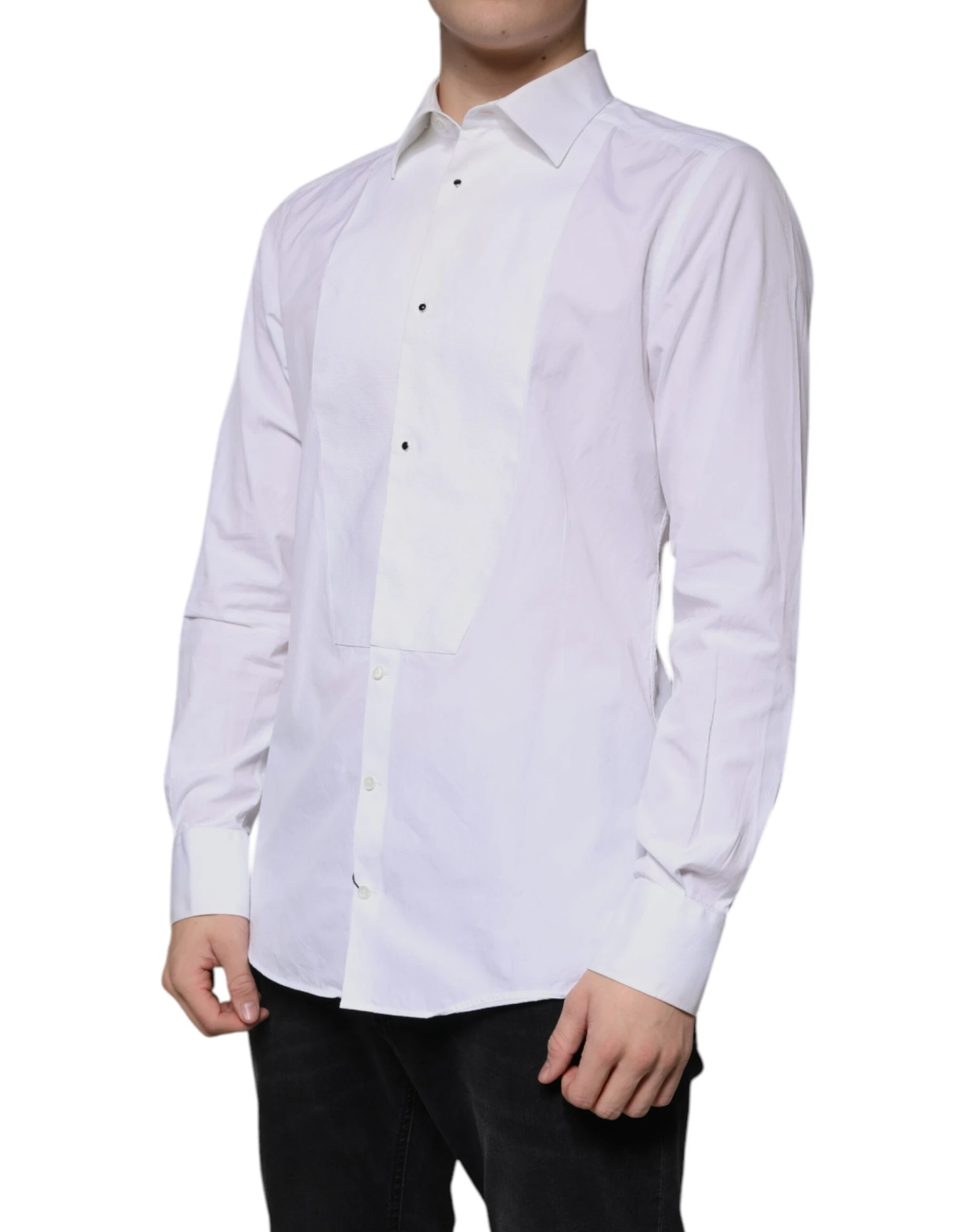 Dolce & Gabbana White Bib Cotton Poplin GOLD Men Formal Men's Shirt (Pre-Owned) 4 Dolce & Gabbana White Bib Cotton Poplin GOLD Men Formal Men's Shirt (Pre-Owned) - Image 2