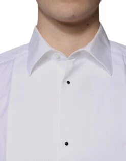 Dolce & Gabbana White Bib Cotton Poplin GOLD Men Formal Men's Shirt (Pre-Owned) 10 Dolce & Gabbana White Bib Cotton Poplin GOLD Men Formal Men's Shirt (Pre-Owned) -Lux Lair Store 4822885