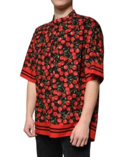 Dolce & Gabbana Black Cherry Cotton Button Down Casual Men's Shirt -Lux Lair Store 4822961