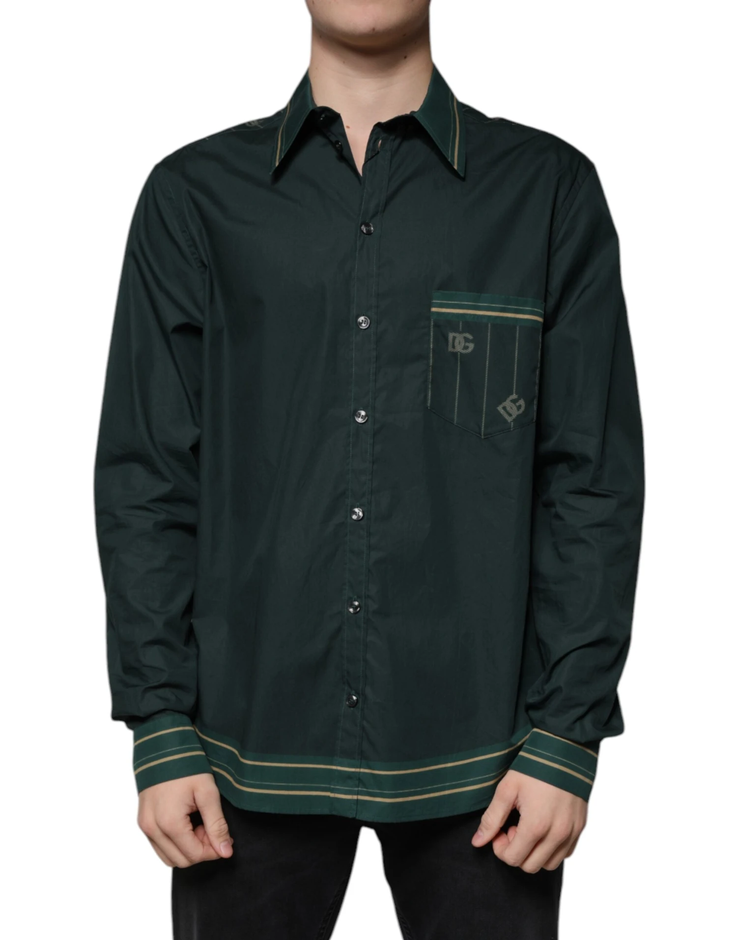 Dolce & Gabbana Green Logo Long Sleeve MARTINI Casual Men's Shirt 3 Dolce & Gabbana Green Logo Long Sleeve MARTINI Casual Men's Shirt