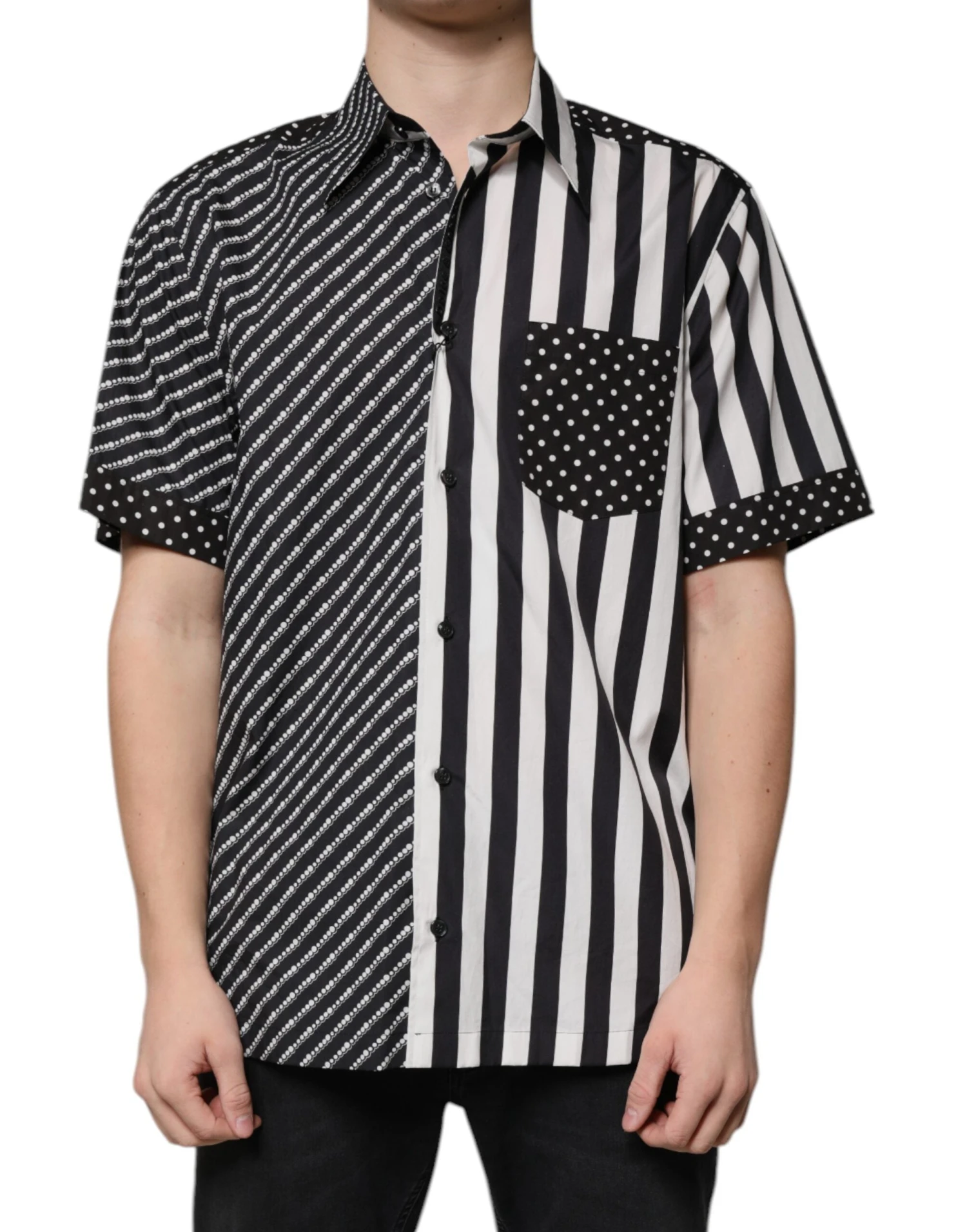 Dolce & Gabbana Black White Striped Button Down Casual Men's Shirt 3 Dolce & Gabbana Black White Striped Button Down Casual Men's Shirt