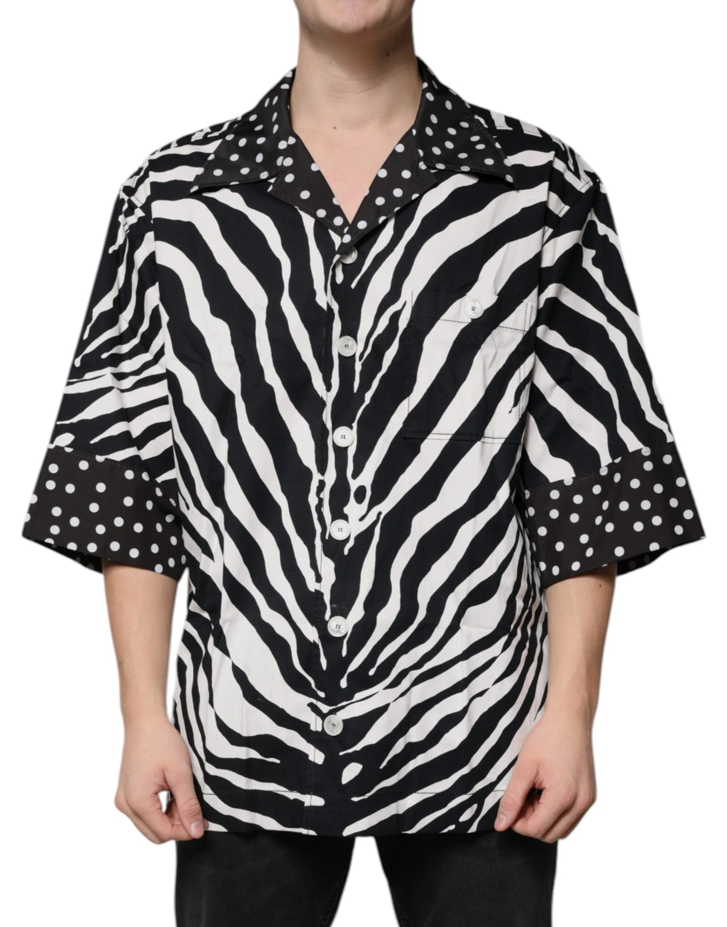 Dolce & Gabbana Black White Zebra Button Down Oversize Men's Shirt 3 Dolce & Gabbana Black White Zebra Button Down Oversize Men's Shirt