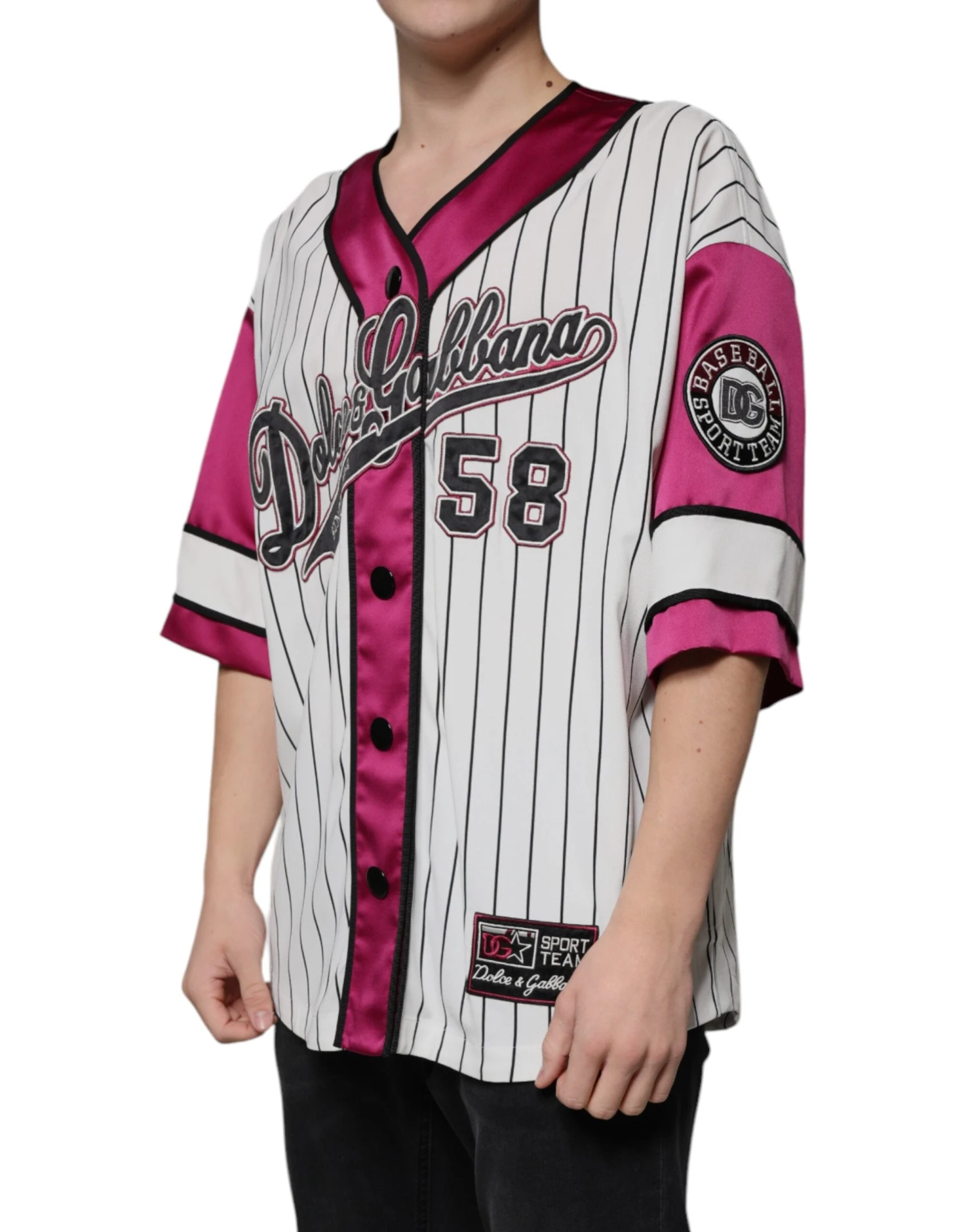 Dolce & Gabbana Multicolor Logo Jersey Button V-neck Men's T-shirt 4 Dolce & Gabbana Multicolor Logo Jersey Button V-neck Men's T-shirt - Image 2