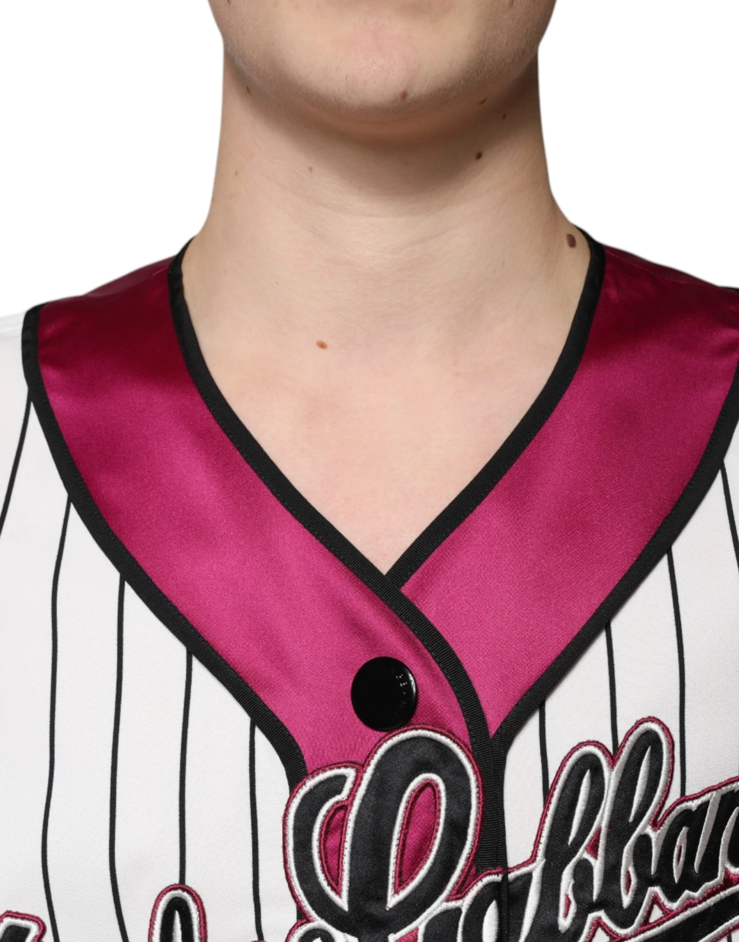 Dolce & Gabbana Multicolor Logo Jersey Button V-neck Men's T-shirt 6 Dolce & Gabbana Multicolor Logo Jersey Button V-neck Men's T-shirt - Image 4