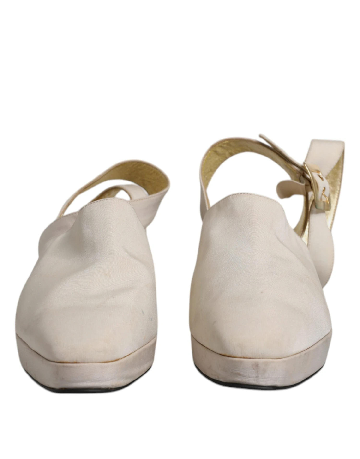 Dolce & Gabbana Off White Block Heels Slingback Sandals Women's Shoes (Pre-Owned) 4 Dolce & Gabbana Off White Block Heels Slingback Sandals Women's Shoes (Pre-Owned) - Image 2