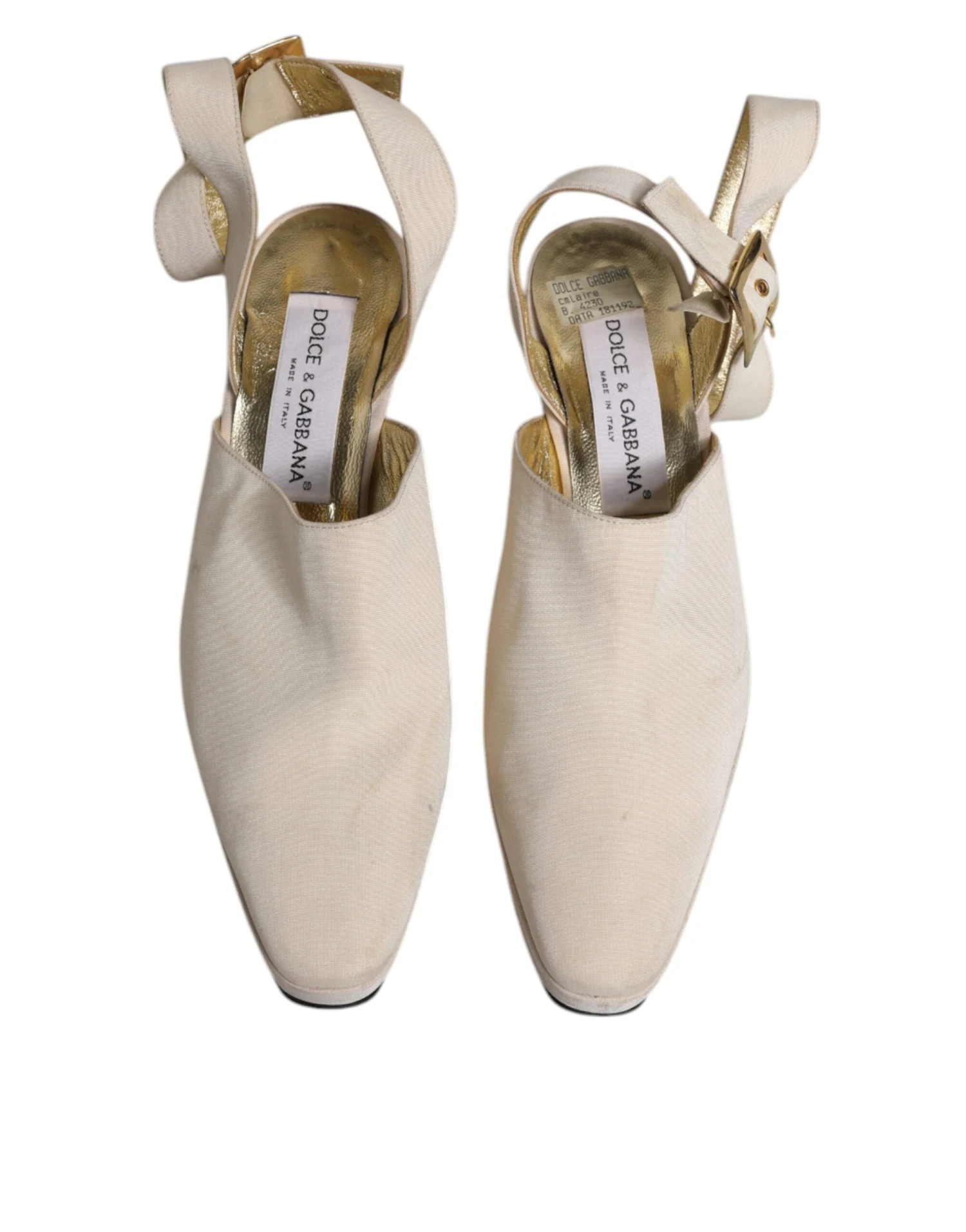 Dolce & Gabbana Off White Block Heels Slingback Sandals Women's Shoes (Pre-Owned) 5 Dolce & Gabbana Off White Block Heels Slingback Sandals Women's Shoes (Pre-Owned) - Image 3