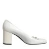 Dolce & Gabbana White Leather Block Heels Pumps Women's Shoes (Pre-Owned) -Lux Lair Store 4825323