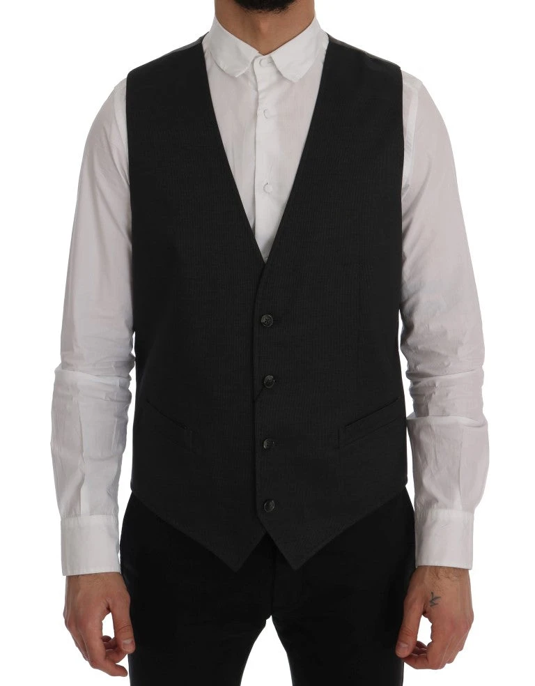 Dolce & Gabbana Gray STAFF Cotton Rayon Men's Vest 3 Dolce & Gabbana Gray STAFF Cotton Rayon Men's Vest