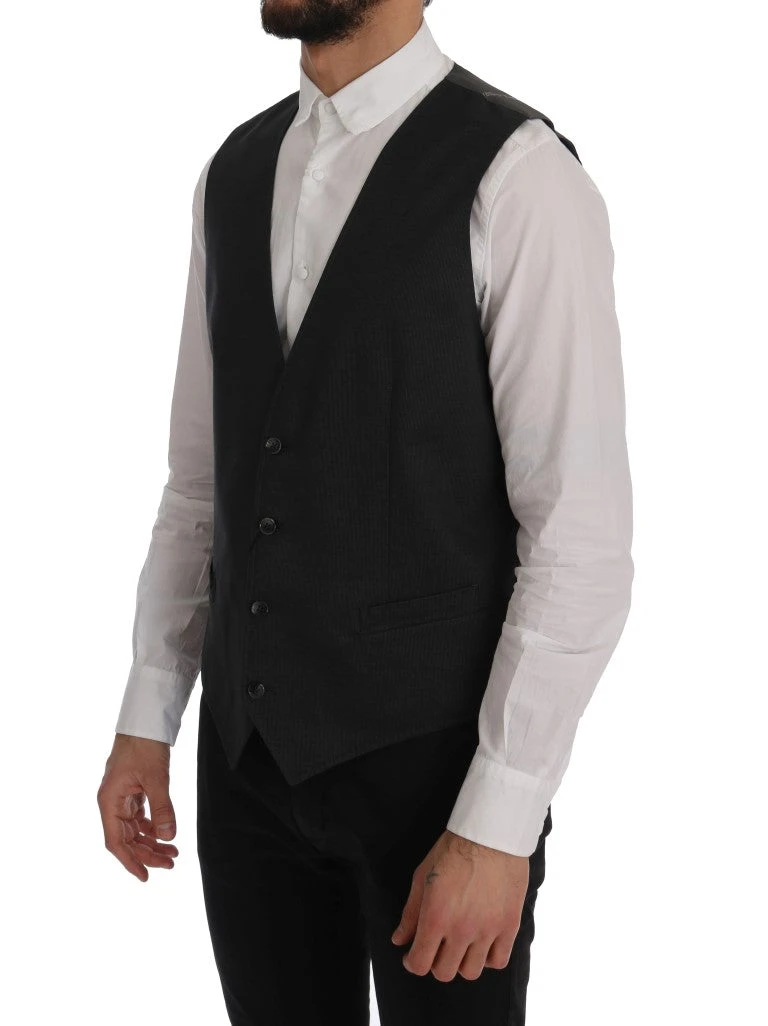Dolce & Gabbana Gray STAFF Cotton Rayon Men's Vest 4 Dolce & Gabbana Gray STAFF Cotton Rayon Men's Vest - Image 2