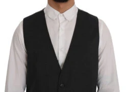 Dolce & Gabbana Gray STAFF Cotton Rayon Men's Vest 11 Dolce & Gabbana Gray STAFF Cotton Rayon Men's Vest -Lux Lair Store 498525