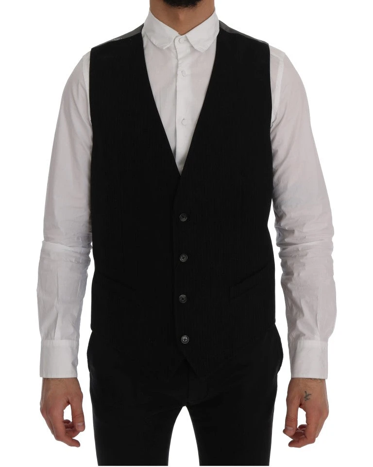 Dolce & Gabbana Black STAFF Cotton Rayon Men's Vest 3 Dolce & Gabbana Black STAFF Cotton Rayon Men's Vest