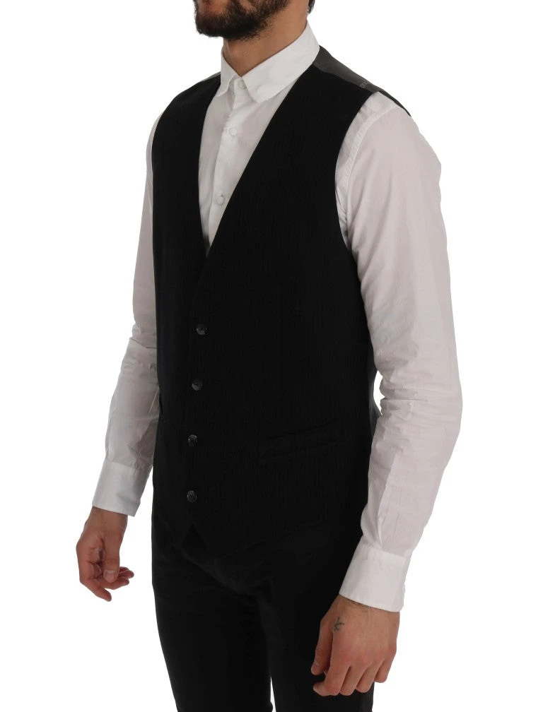 Dolce & Gabbana Black STAFF Cotton Rayon Men's Vest 4 Dolce & Gabbana Black STAFF Cotton Rayon Men's Vest - Image 2