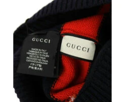 Gucci Men's Blue / Red Striped Wool Knit Beanie Hat With Large Bee M / 58 -Lux Lair Store 500930 4274 m 58 22cm 4
