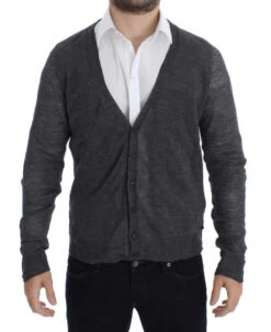 Costume National Gray Wool Button Cardigan Men's Sweater