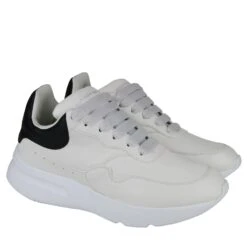 Alexander McQueen Men's Ivory / White / Black Leather Platform Sneakers -Lux Lair Store 505033 9160 40 2