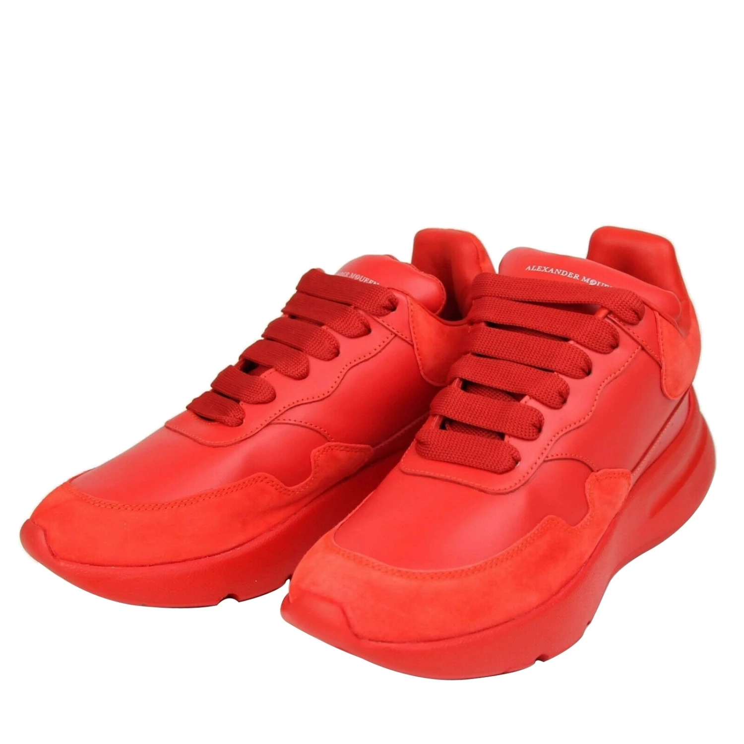 Alexander McQueen Women's Red Leather / Suede Sneaker 4 Alexander McQueen Women's Red Leather / Suede Sneaker - Image 2