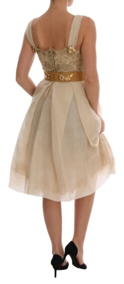 Dolce & Gabbana Gold Silk Crystal Embellished Women's Dress 10 Dolce & Gabbana Gold Silk Crystal Embellished Women's Dress -Lux Lair Store 512442