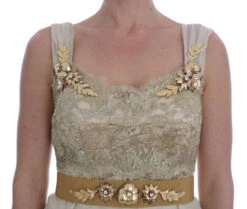 Dolce & Gabbana Gold Silk Crystal Embellished Women's Dress 11 Dolce & Gabbana Gold Silk Crystal Embellished Women's Dress -Lux Lair Store 512443