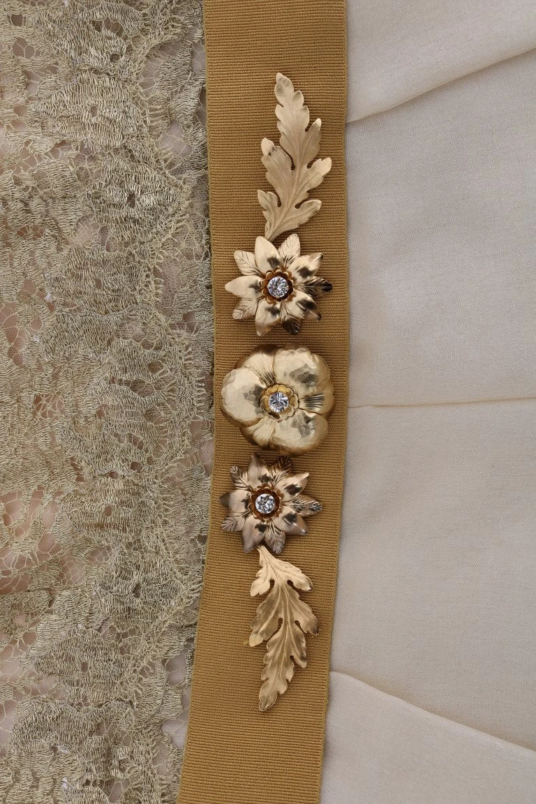 Dolce & Gabbana Gold Silk Crystal Embellished Women's Dress 7 Dolce & Gabbana Gold Silk Crystal Embellished Women's Dress - Image 5