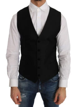 Dolce & Gabbana Black Polka Dot Pattern Men's Vest