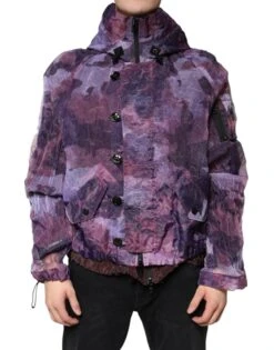 Dolce & Gabbana Purple Camouflage Hooded Men Blouson Men's Jacket