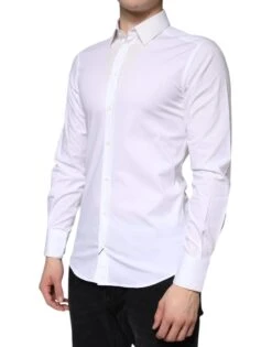 Dolce & Gabbana White Cotton Formal Men GOLD Dress Men's Shirt (Pre-Owned) -Lux Lair Store 5300936
