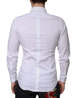 Dolce & Gabbana White Cotton Formal Men GOLD Dress Men's Shirt (Pre-Owned) -Lux Lair Store 5300943