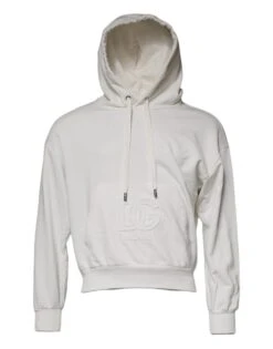 Dolce & Gabbana White Logo Hooded Pullover Men Sweatshirt Men's Sweater (Pre-Owned)