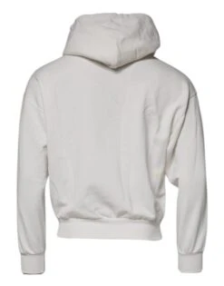 Dolce & Gabbana White Logo Hooded Pullover Men Sweatshirt Men's Sweater (Pre-Owned) -Lux Lair Store 5302678