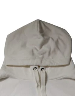 Dolce & Gabbana White Logo Hooded Pullover Men Sweatshirt Men's Sweater (Pre-Owned) -Lux Lair Store 5302679