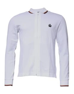 Dolce & Gabbana White Crown Men Full Zip Sweatshirt Men's Sweater