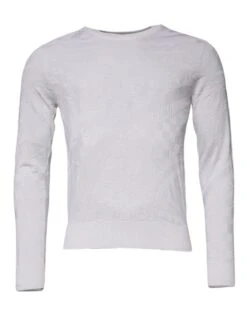 Dolce & Gabbana White Silk Crew Neck Men Pullover Men's Sweater