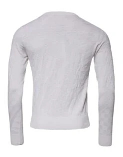 Dolce & Gabbana White Silk Crew Neck Men Pullover Men's Sweater -Lux Lair Store 5306012