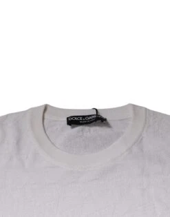 Dolce & Gabbana White Silk Crew Neck Men Pullover Men's Sweater -Lux Lair Store 5306013