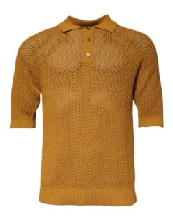 Dolce & Gabbana Brown Perforated Collared Short Sleeves Men's T-shirt (Pre-Owned)