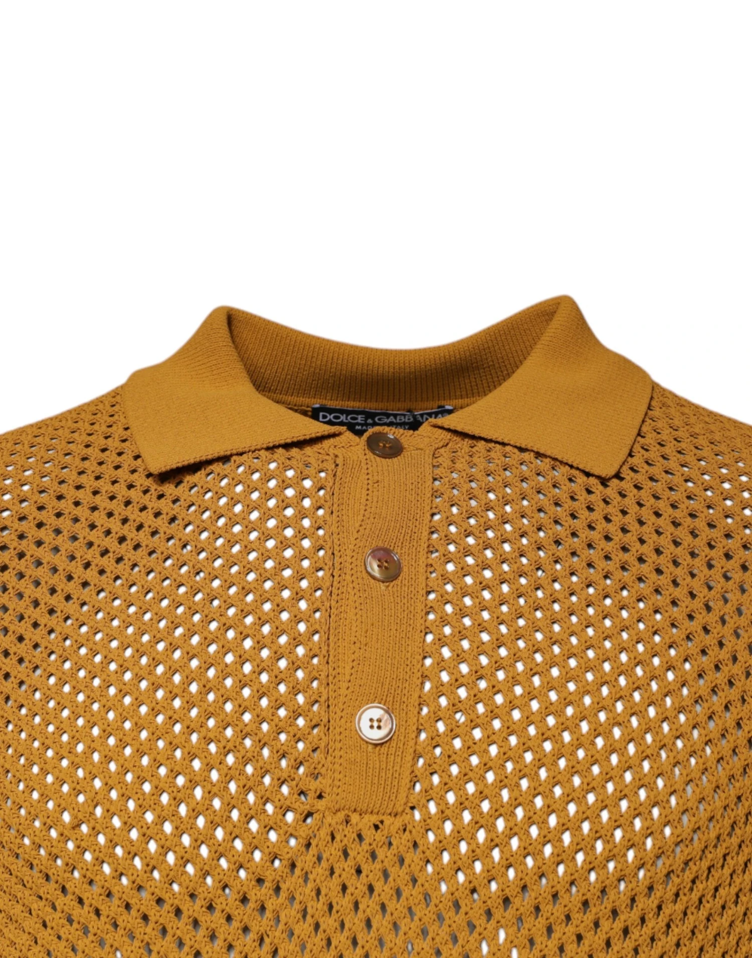 Dolce & Gabbana Brown Perforated Collared Short Sleeves Men's T-shirt (Pre-Owned) 4 Dolce & Gabbana Brown Perforated Collared Short Sleeves Men's T-shirt (Pre-Owned) - Image 2
