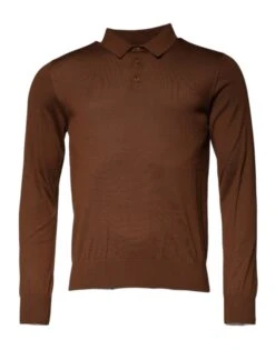 Dolce & Gabbana Brown Cashmere Buttoned Men Pullover Men's Sweater