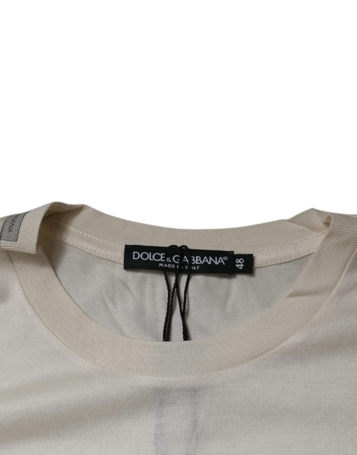 Dolce & Gabbana Off White Silk Crew Neck Short Sleeve Men's T-shirt (Pre-Owned) 7 Dolce & Gabbana Off White Silk Crew Neck Short Sleeve Men's T-shirt (Pre-Owned) - Image 5